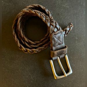 GAP boys brown leather braided belt medium